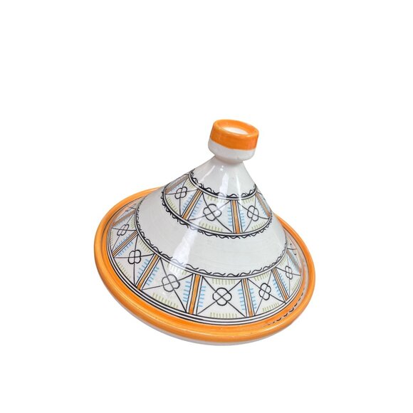 Moroccan Fes Glazed Handpainted Tagine Artisan Pottery 8"x9.5" SKU 9340-R1S2 - Picture 9 of 9